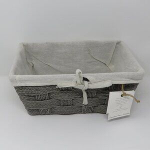 Wicker Baskets with Cloth Lining Gray Rectangular